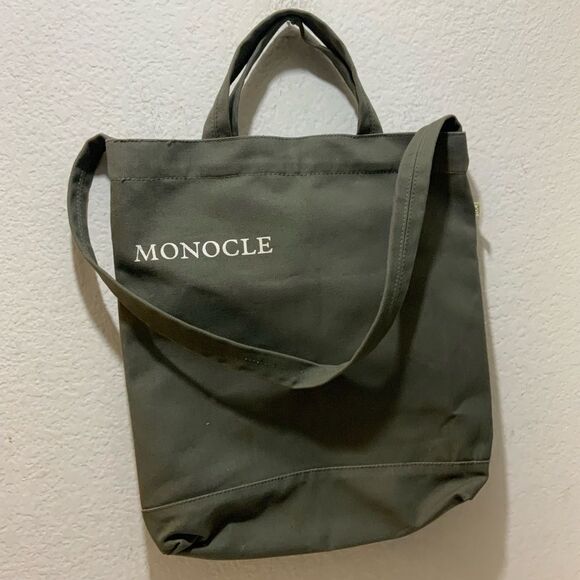 Monocle Magazine Canvas Tote Bag Olive Green - Picture 2 of 9